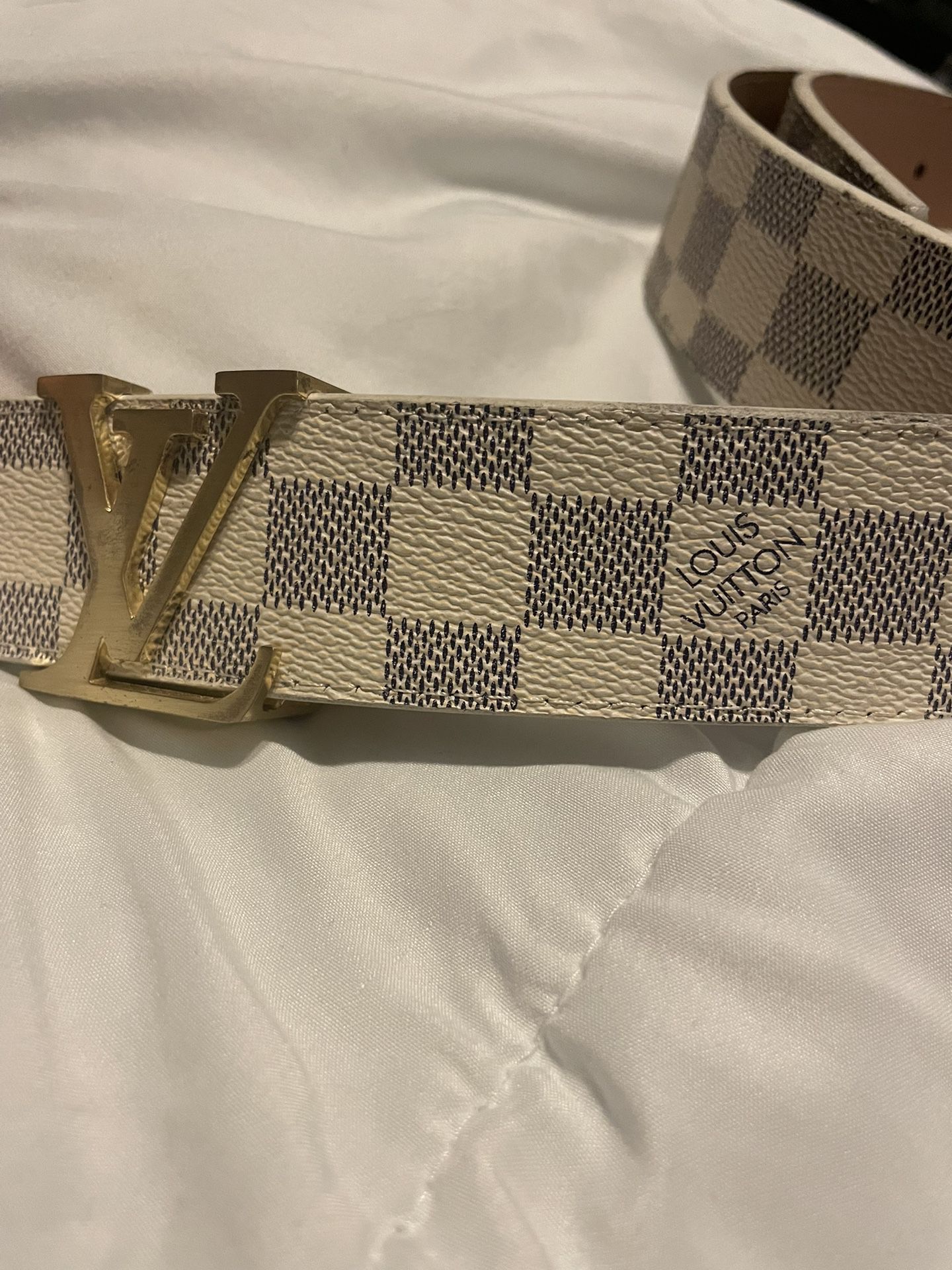 Louis Vuitton Louis Vuitton White Checkered Belt