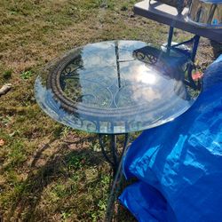 Glass Top Iron Table