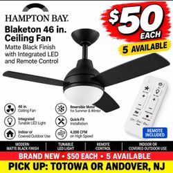 Hampton Bay 46ā Matte Black Ceiling Fan w/ LED & Remote ā NEW ā $50