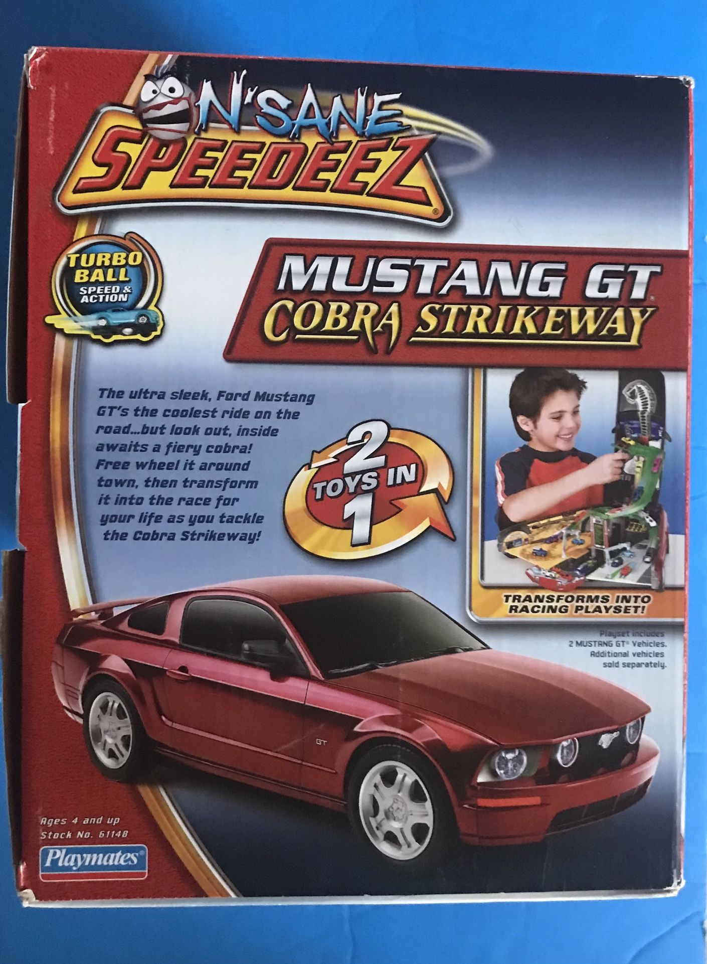 NEW Vtg Speedeez Playmates Ford Mustang GT Cobra Strikeway Playset 