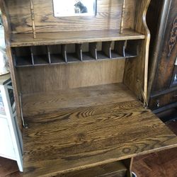  Solid Wood Desk With Shelves