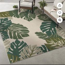 Brand New 7 X10 Indoor/ Outdoor Carpet Multi Color Green and Tan
