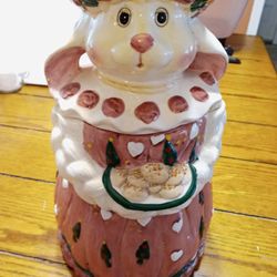 Christmas Rabbit Cookie Jar.