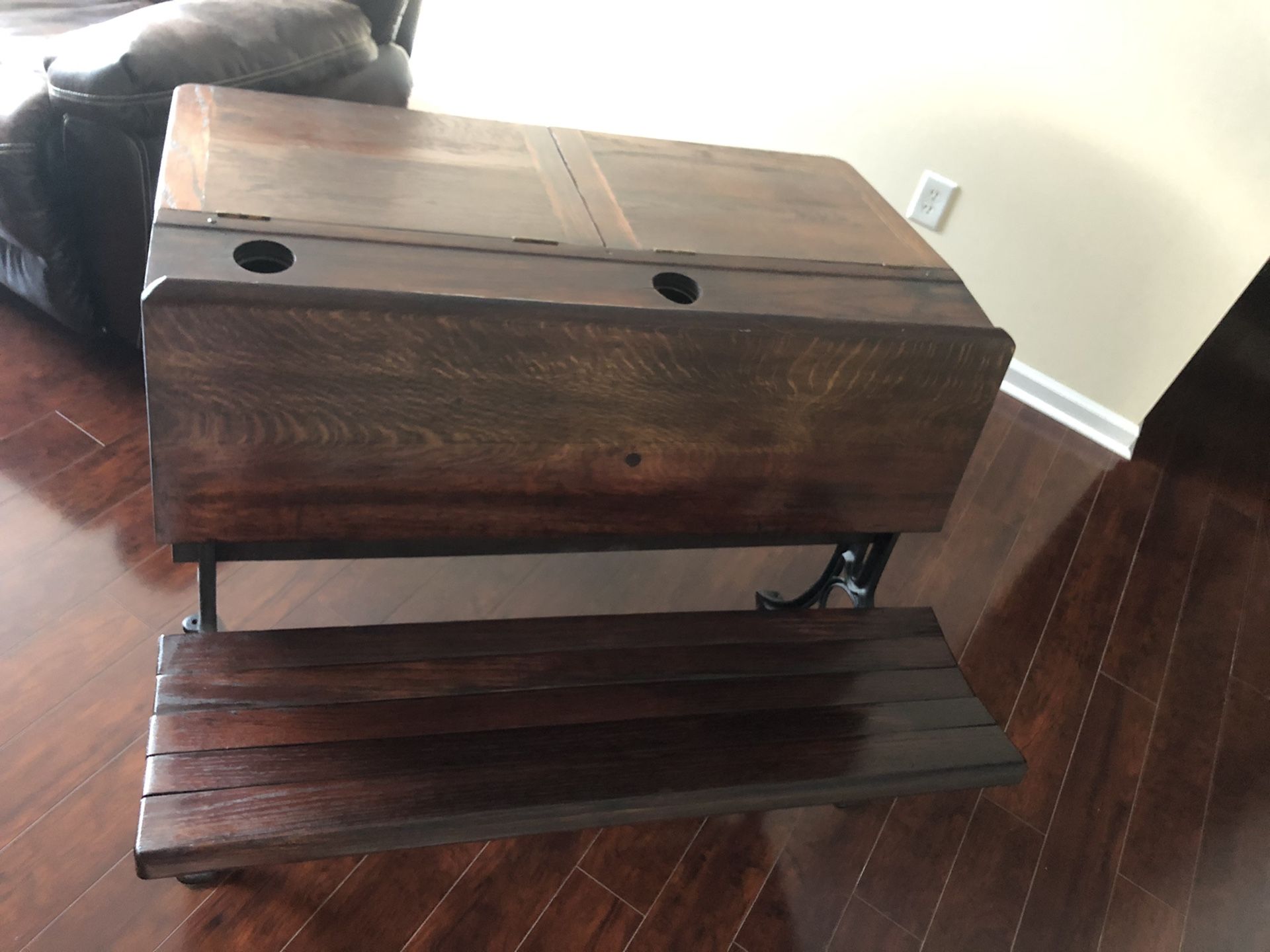 Large two seater antique school desk