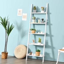 Brand new!!!    In box !!! 5-Tier Ladder Shelf, Wall-Leaning Bookshelf (White) (HABLÓ ESPAÑOL)   