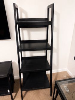 Pair of Modern Black 4-Tier Ladder Bookshelves – Display & Storage Shelves