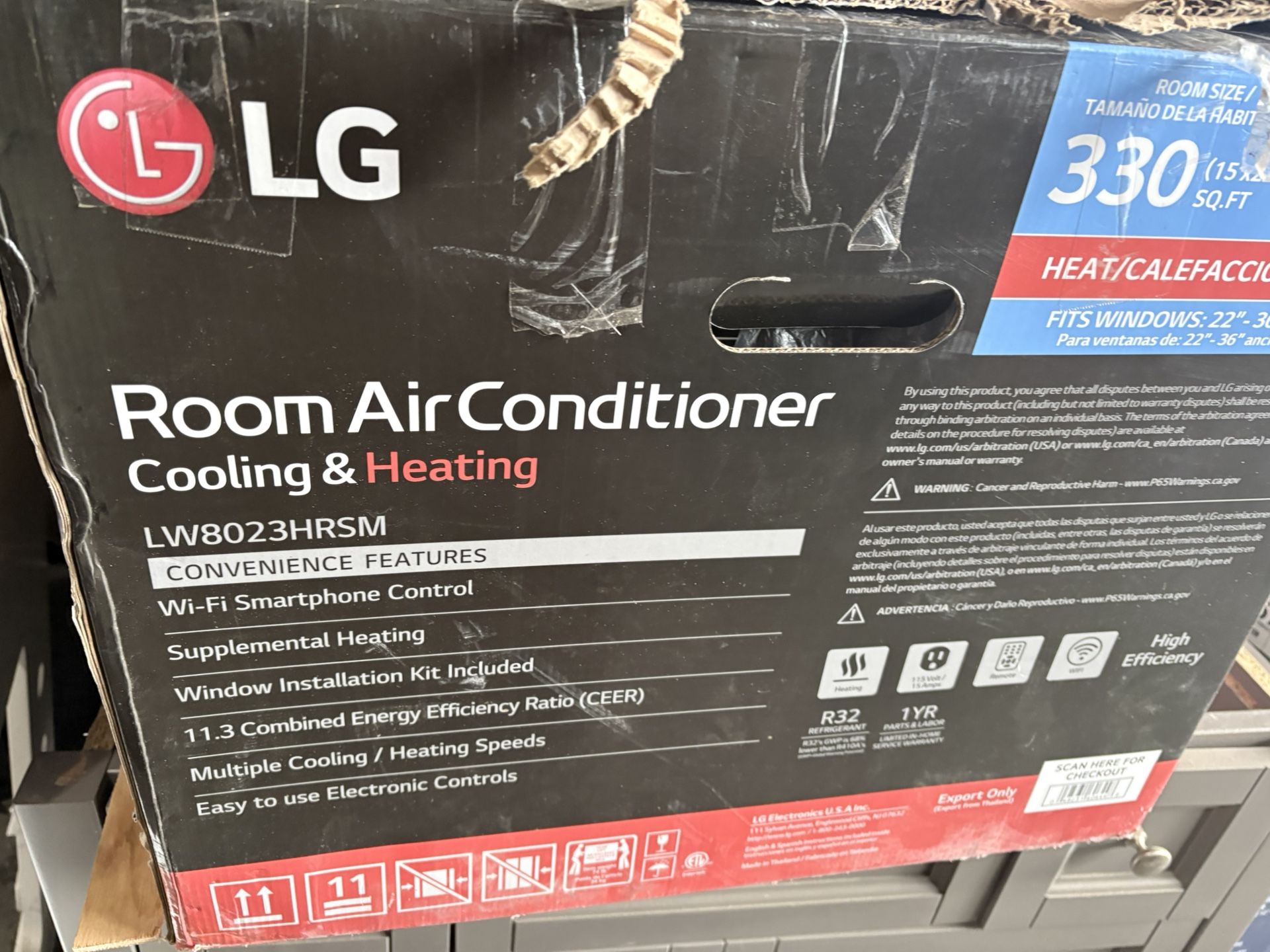 LG 7,600 BTU 115V Window Air Conditioner Cools 330 Sq. Ft. with Heater, Wi-Fi Enabled and Dehumidifier in White Questions &