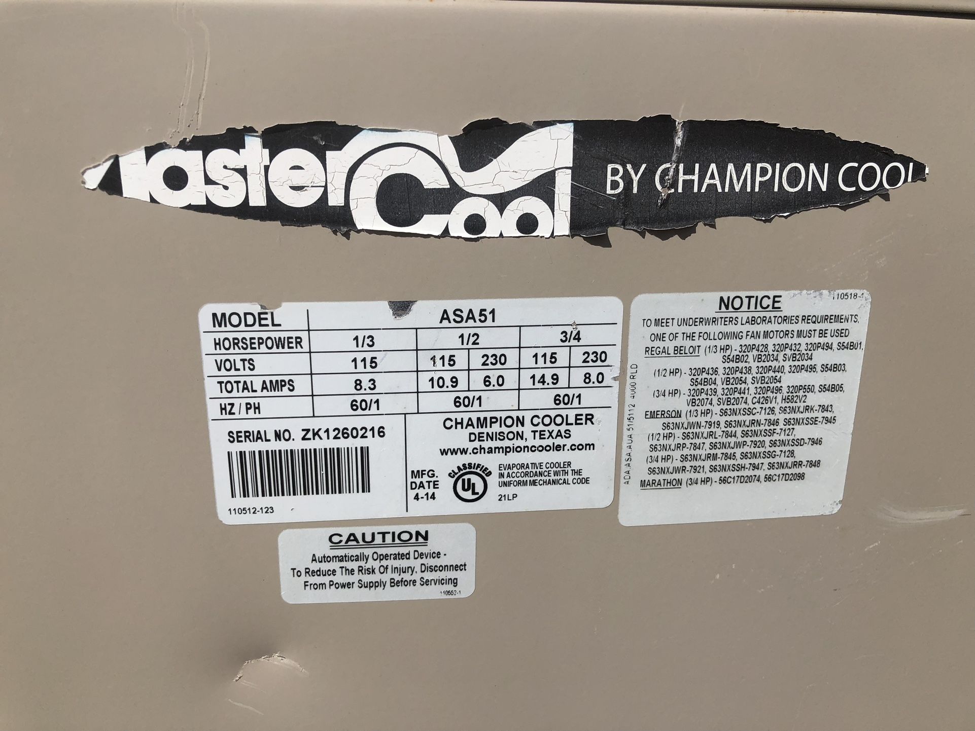 Large Side Draft Mastercool Water cooler for Sale in Phoenix, AZ OfferUp