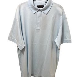 Y3 Adidas Shirt Mens S/P Blue Polo Yojhi Yamamoto Button Up Short Sleeve IV5641