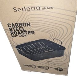 NEW 17’ Carbon Steel Non-stick￼ TurkeyRotisserie Roasting Pan W/Removable Rack