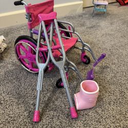 Wheelchair, Crutches And Cast For 18 Inch Doll 
