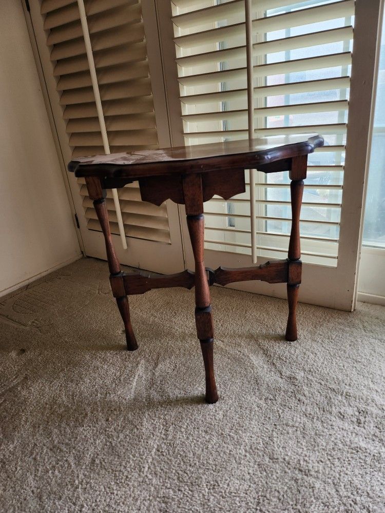 Antique small half round table