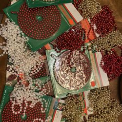 Beaded Christmas Garland—9 Feet Each. 24 Strands