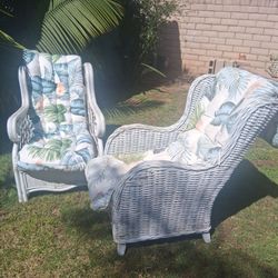 Vintage  patio chair one bamboo & Rattan(Cushion included)