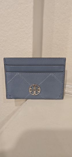 Brand New Tory Burch Light Blue Patent Leather Silver Logo Wallet
