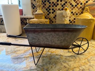 Galvanized Metal Wheelbarrow Planter Decor