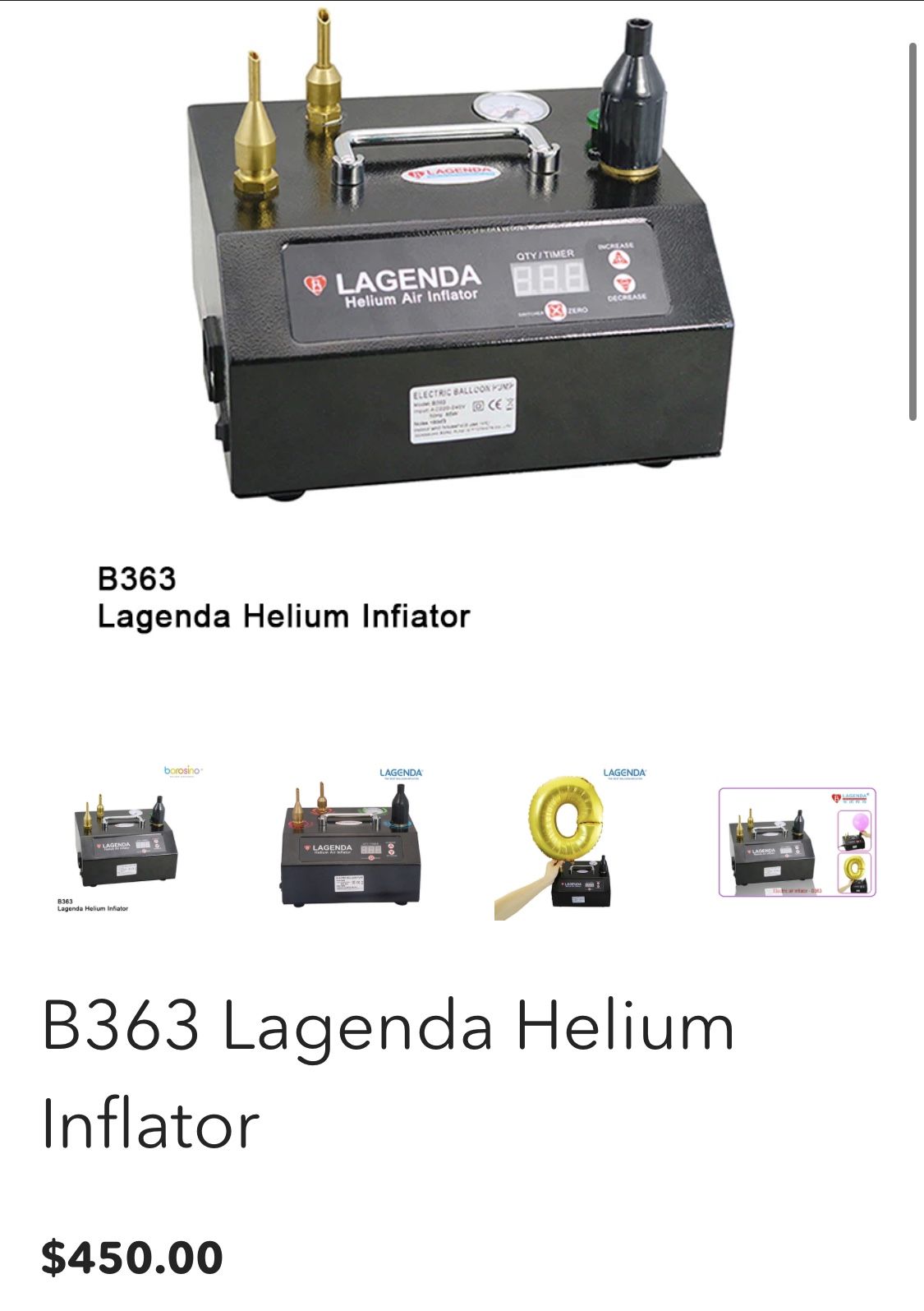 B363 Lagenda Helium Inflator