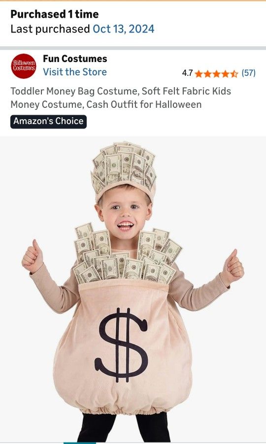 Money Costume 2T