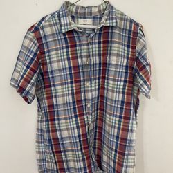 Men’s Large Uniqlo plaid short sleeve button down casual shirt 