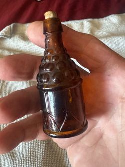 Small Amber Glass Bottle with Cork