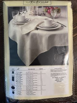 Ambrosia Fine Table Linens Neutral Textured Tablecloth – New,