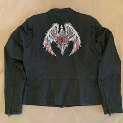 Women’s Road Angel 100% Cotton Lightweight Black Riding Jacket and Red Hoodie