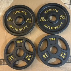 Four 10lb Olympic Plates 