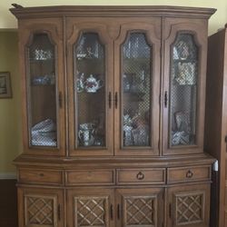 Heavy Wood Buffet And Hutch 