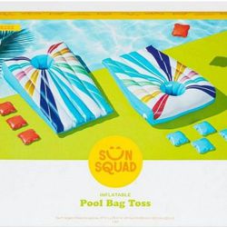 Inflatable Cornhole Pool Game - Bag Toss By Sun Squad With Floating Bags NEW