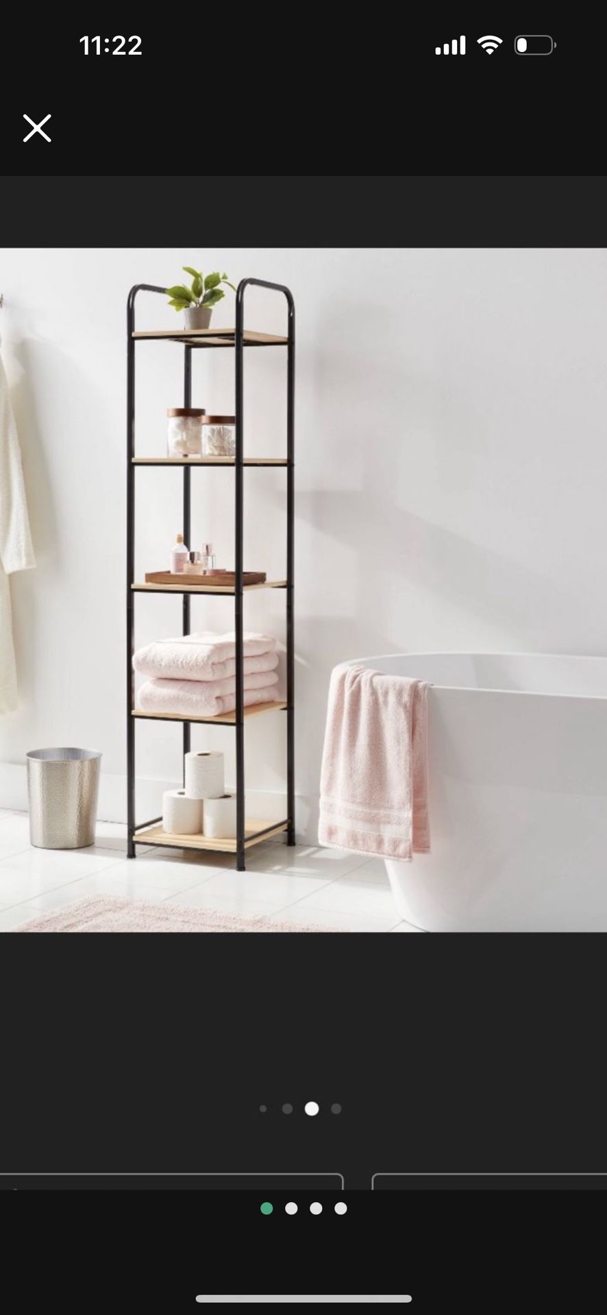 Tall Bath Wood Storage Towel Black Metal