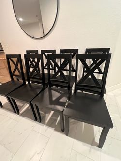 8 Beautiful Black Wooden dining chairs