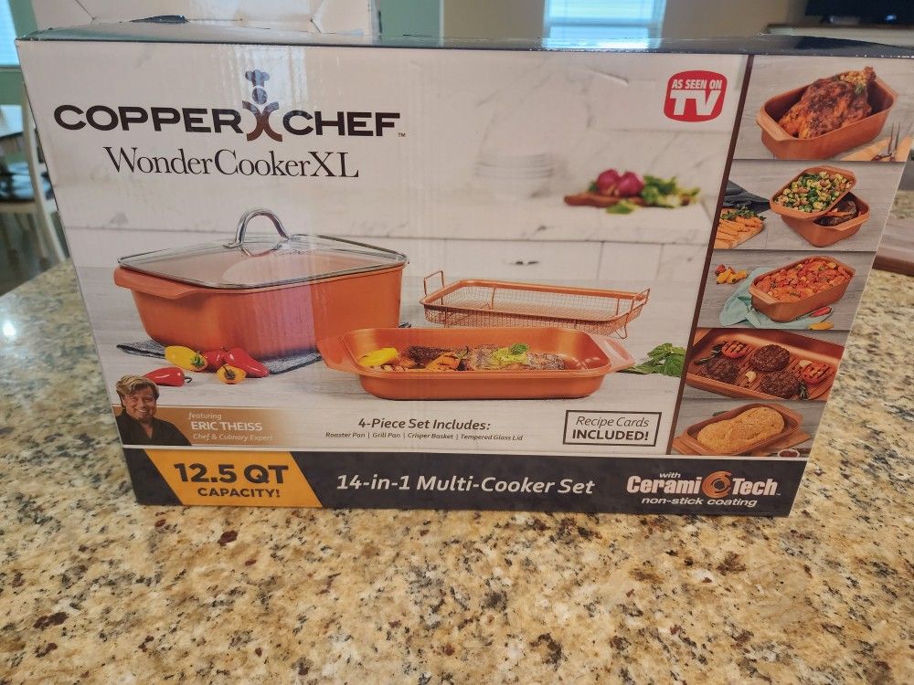 Copper Chef 12.5 qt XL Wonder Cooker w/ Roasting Pan, Crisper Tray