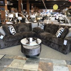 Chocolate Three Piece Jumbo Corduroy Sectional