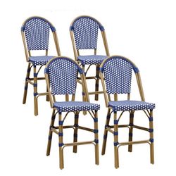 30” French Aluminum Outdoor Counter Height Barstools Set of 4 - Purple Leaf