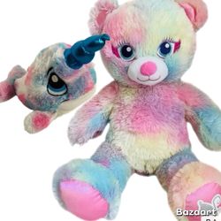 Build a bear 16” Beary Fairy Friends Tye Dye Has Wings W/ Matching Narwhal Plush