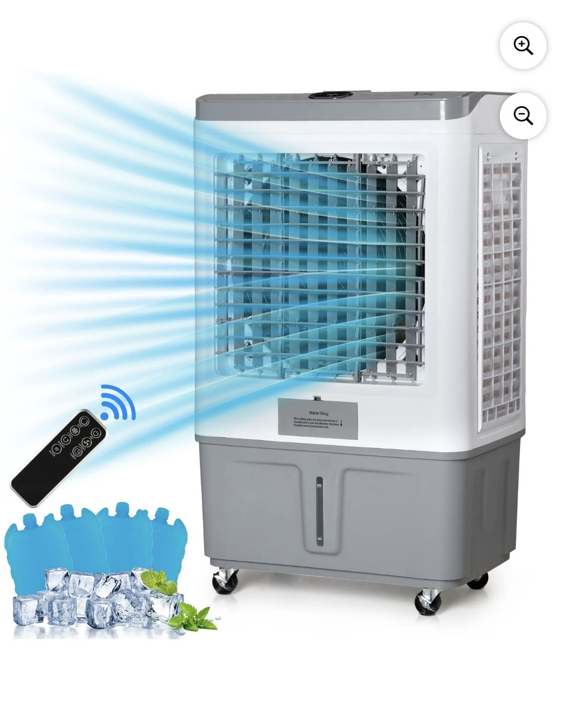 NEW - ZOKOP 40L Portable Evaporative Air Cooler Fan Indoor/Outdoor 10.57 Gallon 2650CFM for Commercial Patio Office Shop