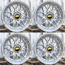 18 INCH STAGGERED SET BBS RS2 STYLE WHEELS RIMS 18X9 +30 / 18X10 +30 (5X120 / 5X114.3) CB: 73.1