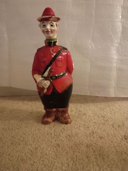 Vintage whiskey ceramic Decanter Figural Soldier Bottle