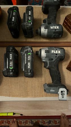 Flex impact driver with two batteries