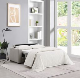 Gray Fabric Sleeper Sofa with Pull-Out Bed