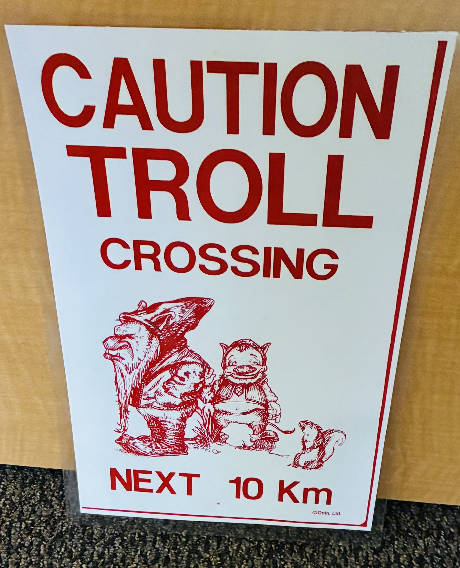 Troll Crossing Sign Laminated.