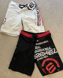 Lot Of 2 Ezekiel E2ekiel Skater Pull On Drawstring Shorts 34/36 