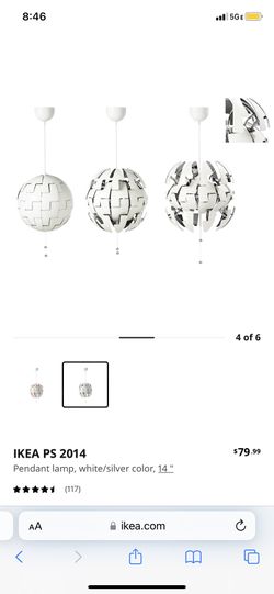 Ikea Pendant Lamp, White, Silver Color