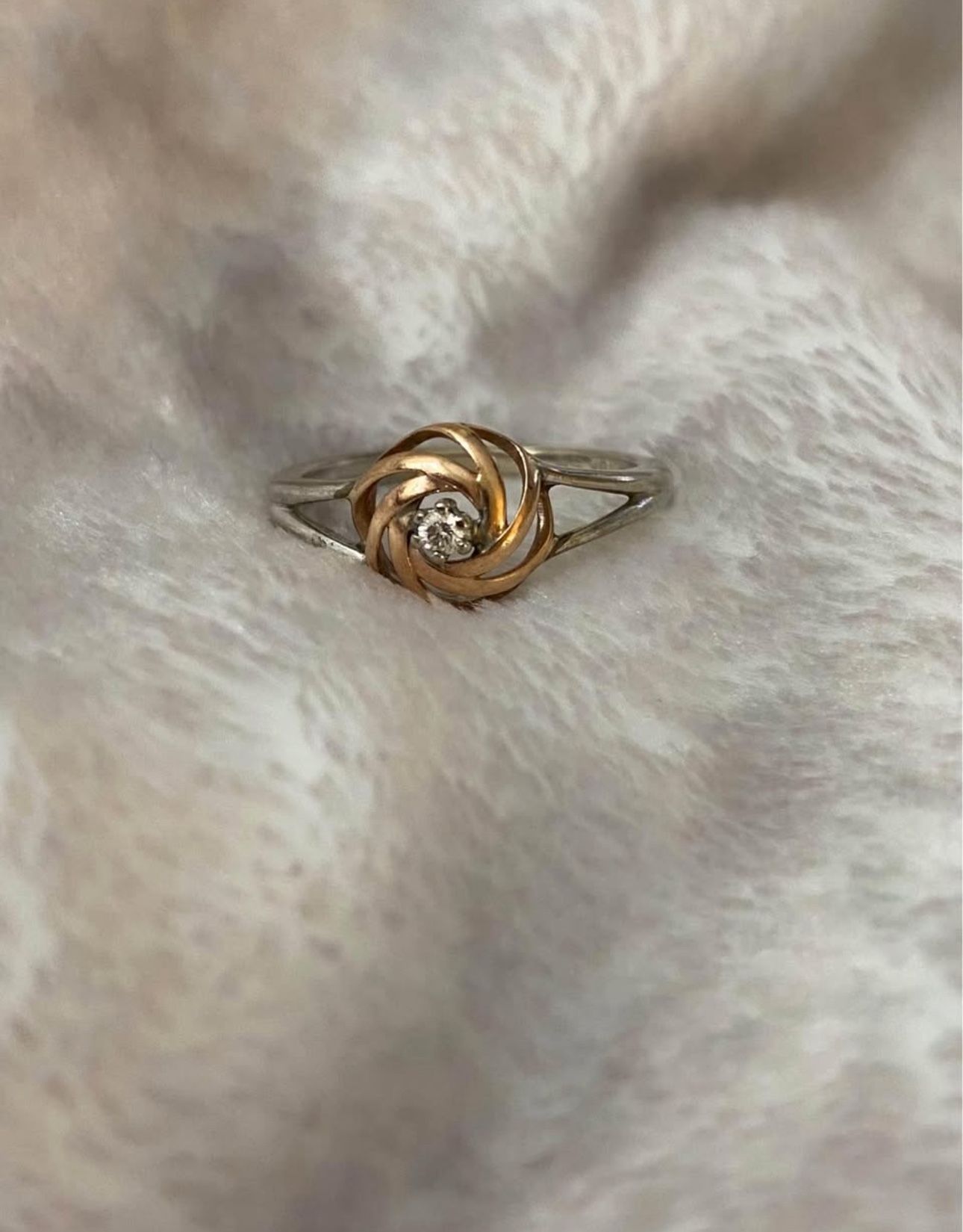 Sterling Silver Rose Gold Diamond Ring
