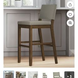 Nathan James Linus Bar Stool, Light Gray/Dark Brown
