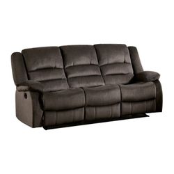 Brand New 82" Brown Microfiber Manual Reclining Sofa
