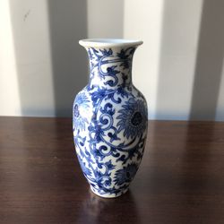 Small White And Blue Antique Vase