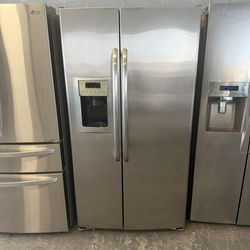 36” GENERAL ELECTRIC SIDE BY SIDE REFRIGERATOR FRIDGE HELADERA NEVERA WORKING PROPERLY DELIVERY FREE WARRANTY 4 MONTHS