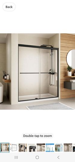 Royal Guard Double Sliding Shower Door,56-60" W x 70" H Semi-Frameless Sliding Glass Shower Door with 1/4'' (6mm) Clear SGCC Tempered Glass,Bypass Sho
