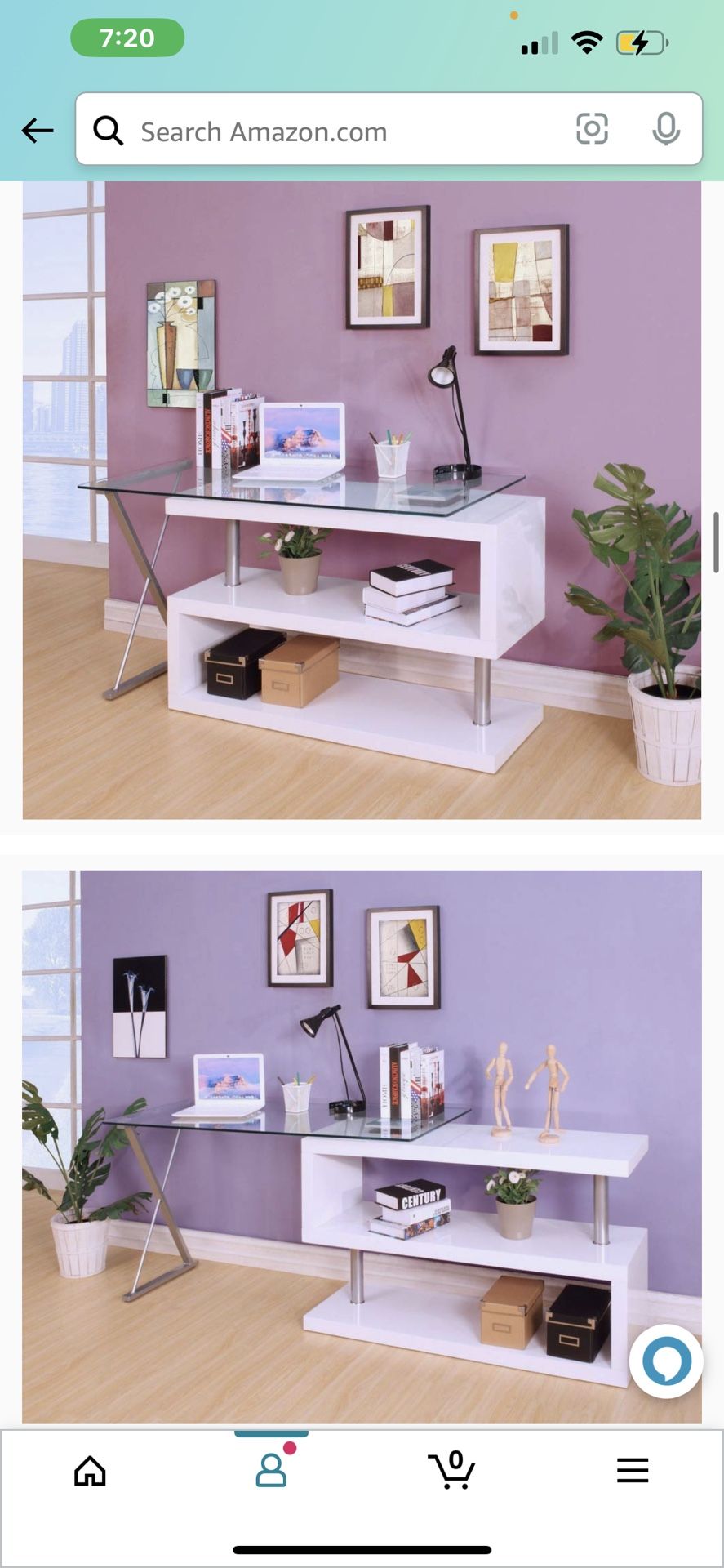 Modern Desk Office Desk Glass And White New With Acrylic Chair